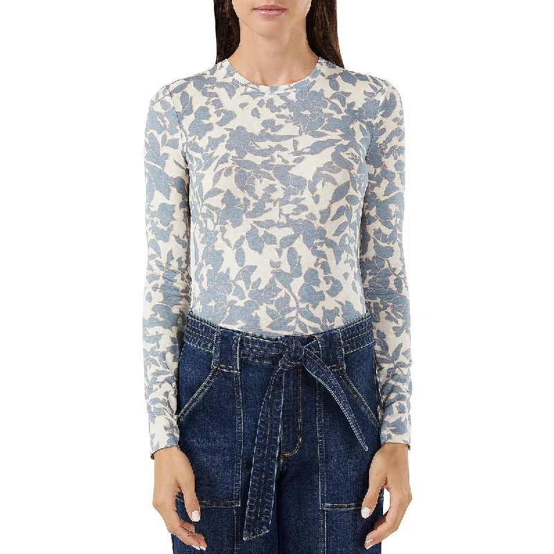 BCBGMAXAZRIA Womens Printed Crewneck T-Shirt Knit Fabric Woven Fabric Fleece Fabric