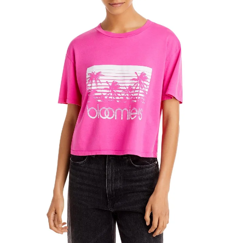 Bloomies Womens Palm Graphic Boxy T-Shirt Layered Multi-layer Single Layer