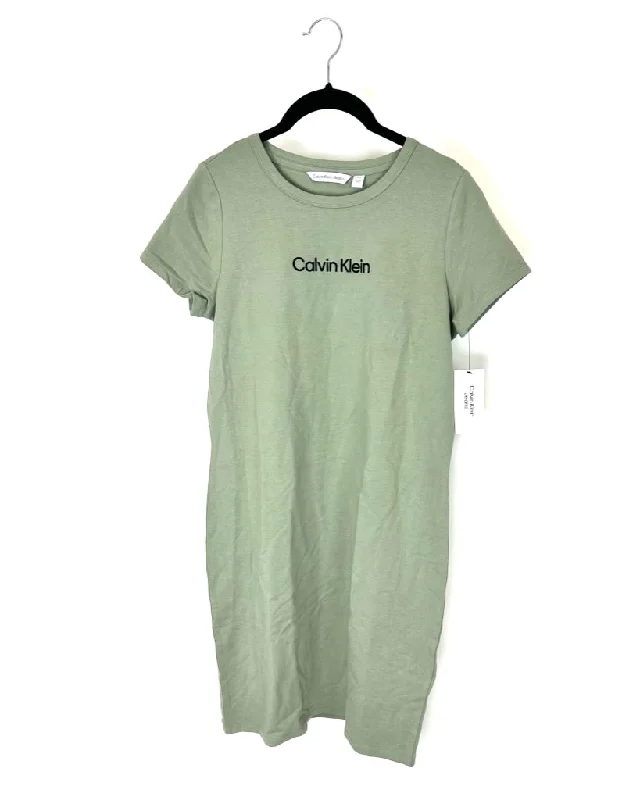 Pale Green T-Shirt Dress - Size 4-6 Spandex Blend Rayon Blend Denim Blend
