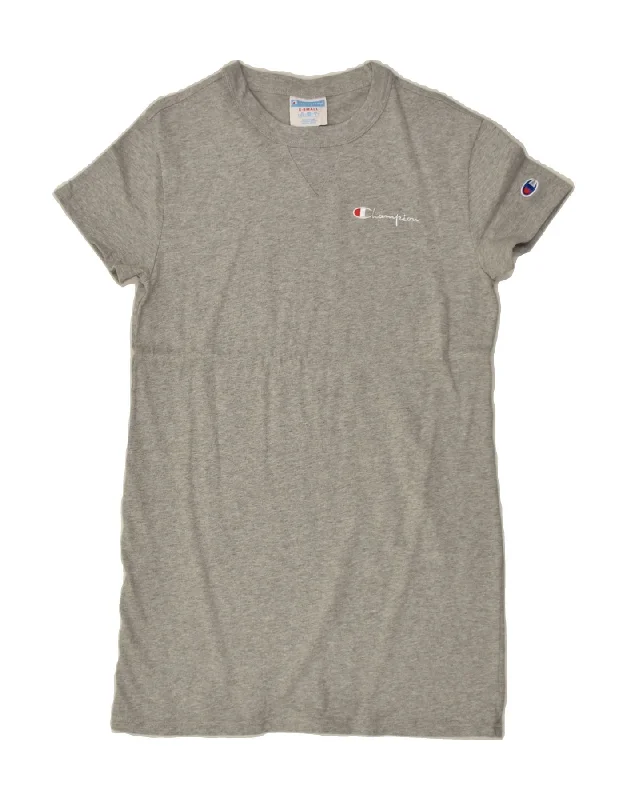 CHAMPION Womens T-Shirt Dress UK 4 XS Grey Cotton Wool Fabric Cashmere Fabric Tweed Fabric CHAMPION Womens T-Shirt Dress UK 4 XS Grey Cotton Wool Fabric Cashmere Fabric Tweed Fabric