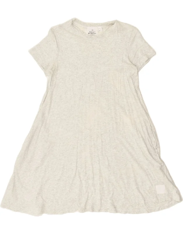 CHEAP MONDAY Womens T-Shirt Dress UK 6 XS Grey Cotton Fashionable Trendy Casual