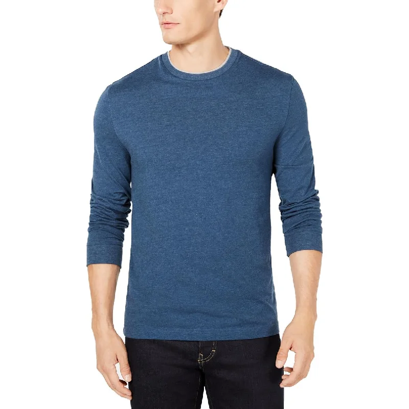 Club Room Mens Layered Look Crewneck T-Shirt Zippered Front Buttoned Front Snap Front Club Room Mens Layered Look Crewneck T-Shirt Zippered Front Buttoned Front Snap Front