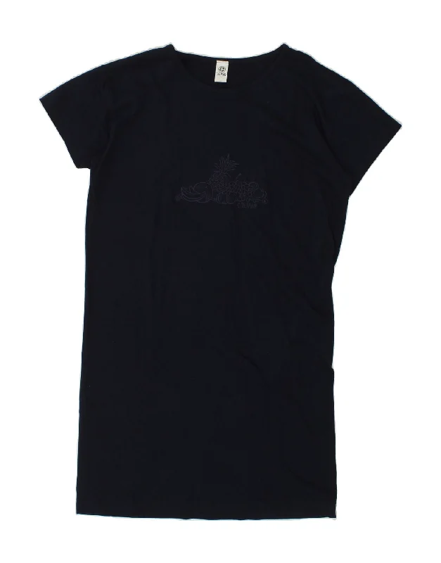 COLMAR Womens Graphic T-Shirt Dress UK 16 Large Navy Blue Cotton Ribbed T-Shirt High Neck Heavyweight COLMAR Womens Graphic T-Shirt Dress UK 16 Large Navy Blue Cotton Ribbed T-Shirt High Neck Heavyweight