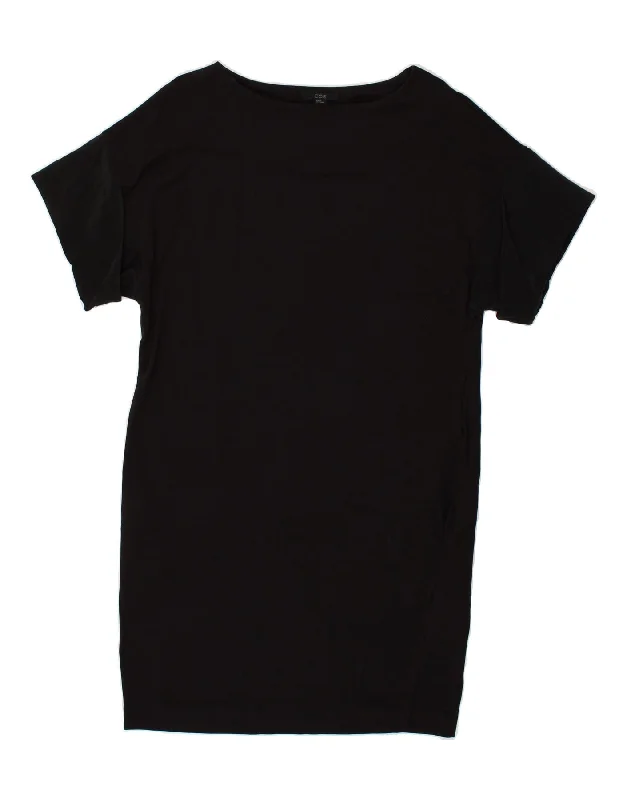COS Womens T-Shirt Dress UK 6 XS Black Cotton Fleece Nylon Spandex