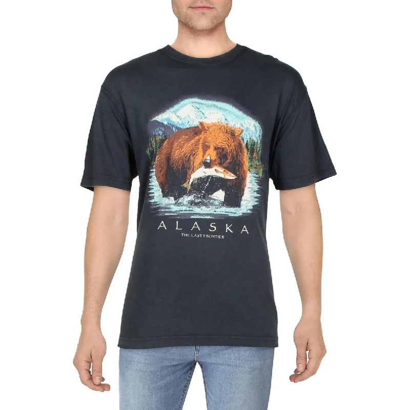 Cotton On Mens Cotton Graphic T-Shirt Zippered Buttoned Snapped