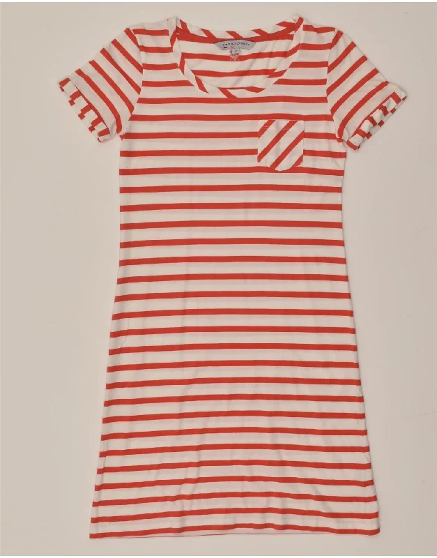 CREW CLOTHING Womens T-Shirt Dress UK 10 Small Red Striped Cotton Collared Crew Neck Turtle Neck CREW CLOTHING Womens T-Shirt Dress UK 10 Small Red Striped Cotton Collared Crew Neck Turtle Neck