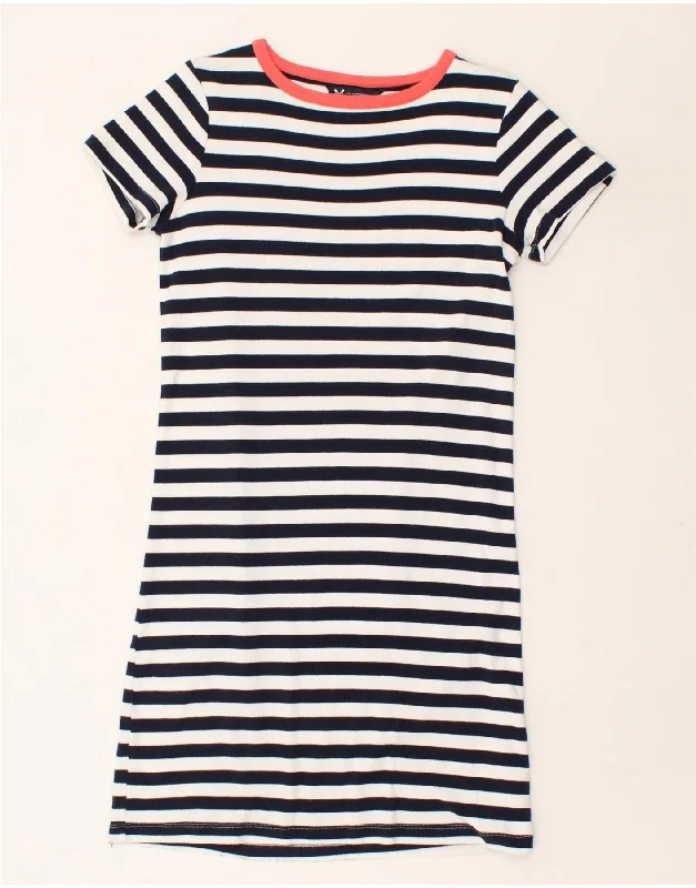 CREW CLOTHING Womens T-Shirt Dress UK 8 Small Navy Blue Striped Cotton Graphic T-Shirt Round Neck Polyester CREW CLOTHING Womens T-Shirt Dress UK 8 Small Navy Blue Striped Cotton Graphic T-Shirt Round Neck Polyester