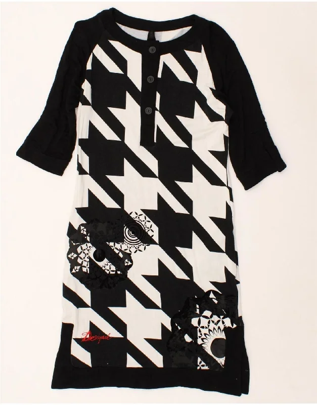 DESIGUAL Womens T-Shirt Dress UK 12 Medium Black Houndstooth Polka Dot Checkered Tartan DESIGUAL Womens T-Shirt Dress UK 12 Medium Black Houndstooth Polka Dot Checkered Tartan