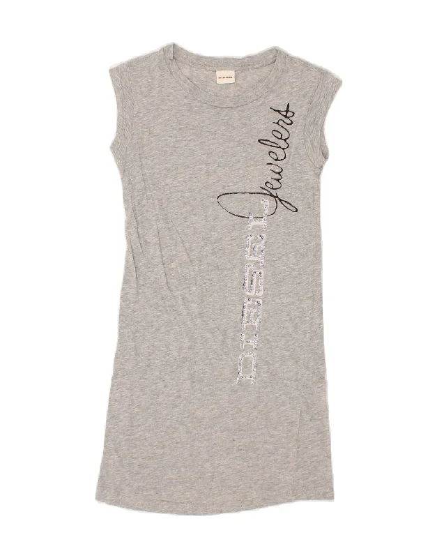 DIESEL Womens Graphic T-Shirt Dress UK 4 XS Grey Front Pockets Side Pockets Patch Pockets DIESEL Womens Graphic T-Shirt Dress UK 4 XS Grey Front Pockets Side Pockets Patch Pockets
