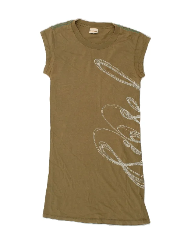 DIESEL Womens Graphic T-Shirt Dress UK 6 XS Khaki Anti-Pilling Machine Wash Handmade DIESEL Womens Graphic T-Shirt Dress UK 6 XS Khaki Anti-Pilling Machine Wash Handmade