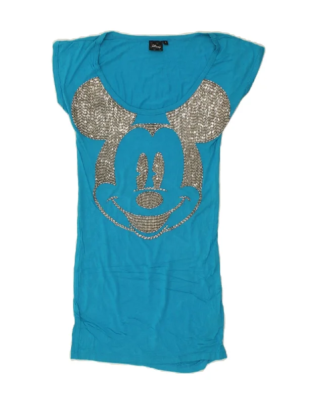 DISNEY Womens Mickey Mouse Graphic T-Shirt Dress UK 10 Small Blue Viscose Notch Collar Peter Pan Collar Cowl Neck DISNEY Womens Mickey Mouse Graphic T-Shirt Dress UK 10 Small Blue Viscose Notch Collar Peter Pan Collar Cowl Neck