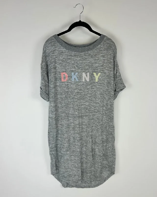 Grey T-Shirt Lounge Dress - Size 4/6 Welt Pockets Slit Pockets