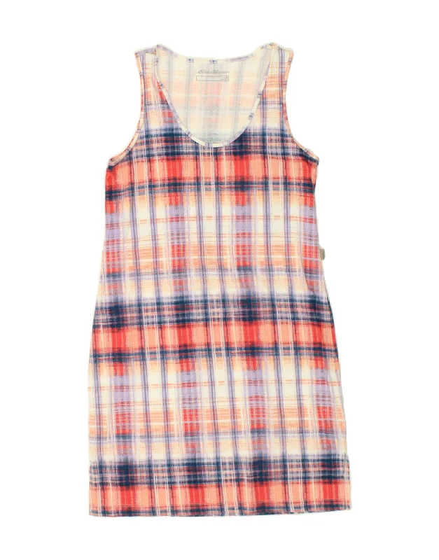 EDDIE BAUER Womens Sleeveless T-Shirt Dress UK 12 Medium Red Check Cotton Chenille Blend Fleece Blend Nylon Blend EDDIE BAUER Womens Sleeveless T-Shirt Dress UK 12 Medium Red Check Cotton Chenille Blend Fleece Blend Nylon Blend