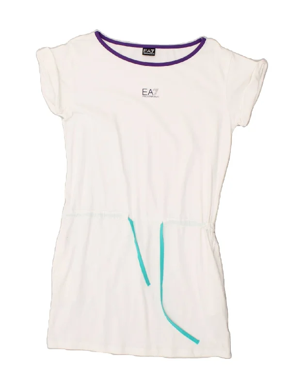 EMPORIO ARMANI Womens Graphic T-Shirt Dress UK 14 Large White Cotton Graphic Embroidered Appliqued EMPORIO ARMANI Womens Graphic T-Shirt Dress UK 14 Large White Cotton Graphic Embroidered Appliqued