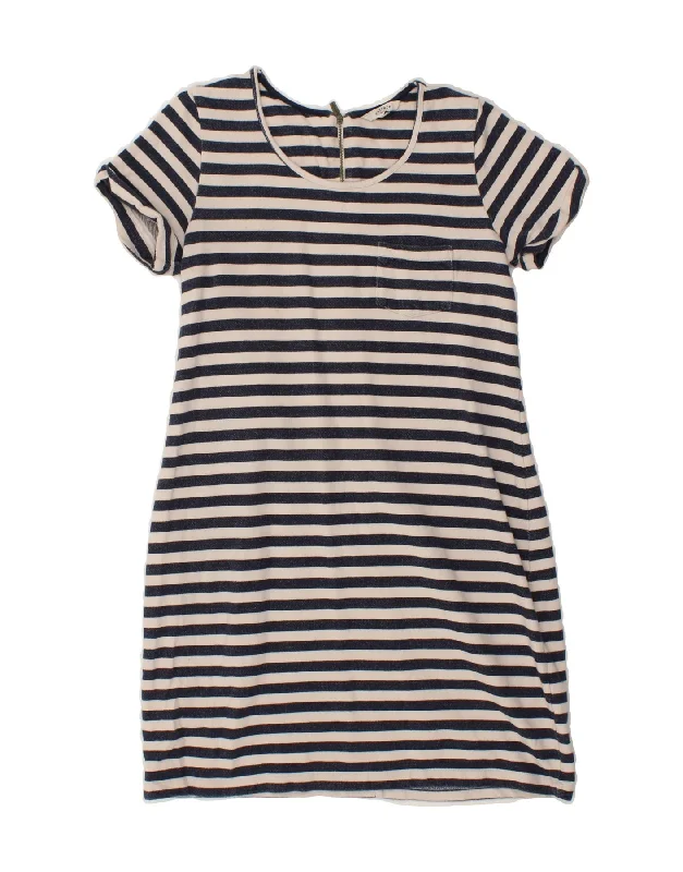 FAT FACE Womens T-Shirt Dress UK 12 Medium Navy Blue Striped Cotton V-Neck T-Shirt Long Sleeve Cotton FAT FACE Womens T-Shirt Dress UK 12 Medium Navy Blue Striped Cotton V-Neck T-Shirt Long Sleeve Cotton