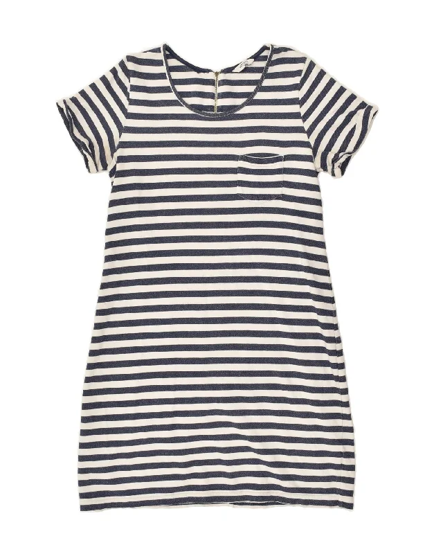 FAT FACE Womens T-Shirt Dress UK 12 Medium Navy Blue Striped Cotton Ribbed T-Shirt High Neck Heavyweight FAT FACE Womens T-Shirt Dress UK 12 Medium Navy Blue Striped Cotton Ribbed T-Shirt High Neck Heavyweight