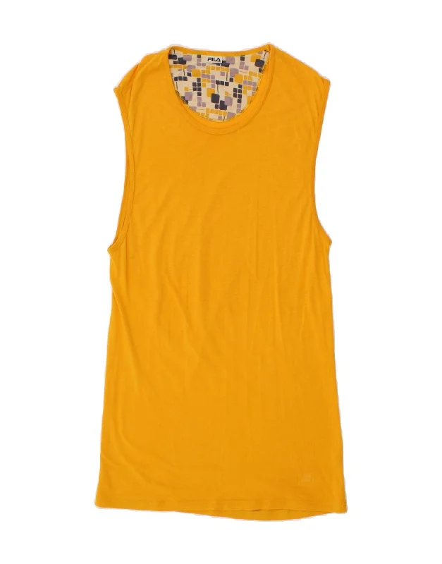 FILA Womens Sleeveless T-Shirt Dress UK 12 Medium Yellow Cozy Warm Stylish