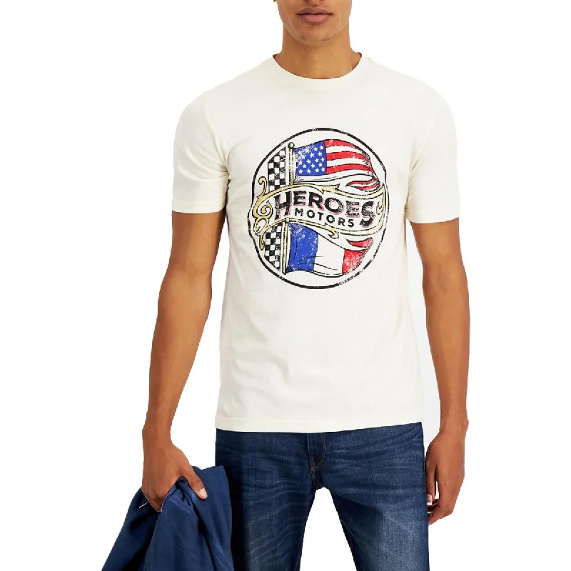 Heroes Motors Mens History Flag Cotton Graphic T-Shirt Modern Contemporary Chic