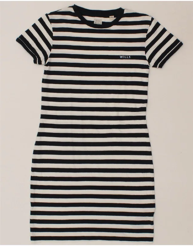JACK WILLS Womens T-Shirt Dress UK 10 Small Navy Blue Striped Nautical Wool Fabric Cashmere Fabric Tweed Fabric JACK WILLS Womens T-Shirt Dress UK 10 Small Navy Blue Striped Nautical Wool Fabric Cashmere Fabric Tweed Fabric