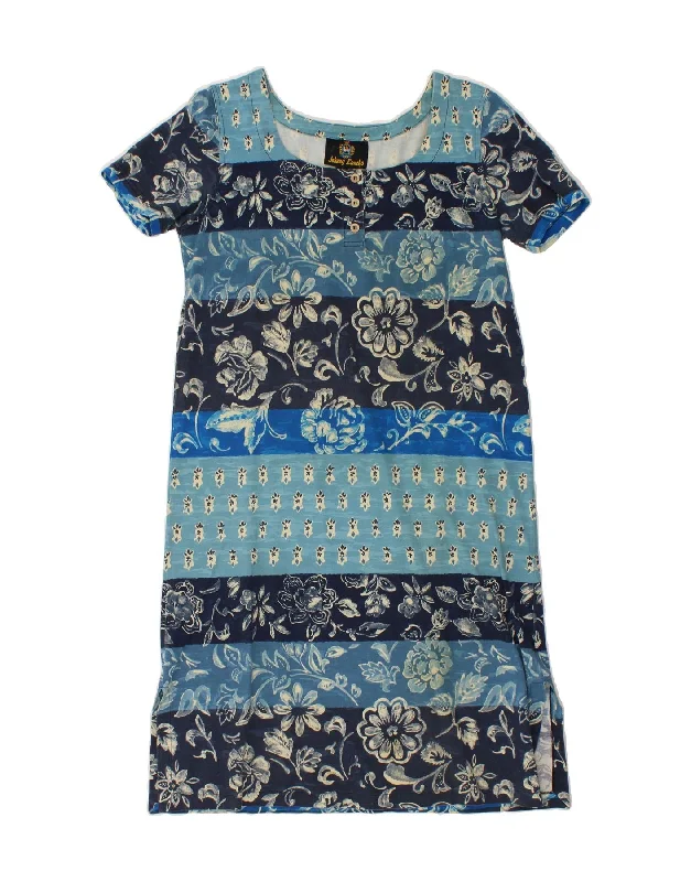 JOHNNY LAMBS Womens T-Shirt Dress IT 48 XL Navy Blue Floral Polka Dot Checkered Tartan JOHNNY LAMBS Womens T-Shirt Dress IT 48 XL Navy Blue Floral Polka Dot Checkered Tartan
