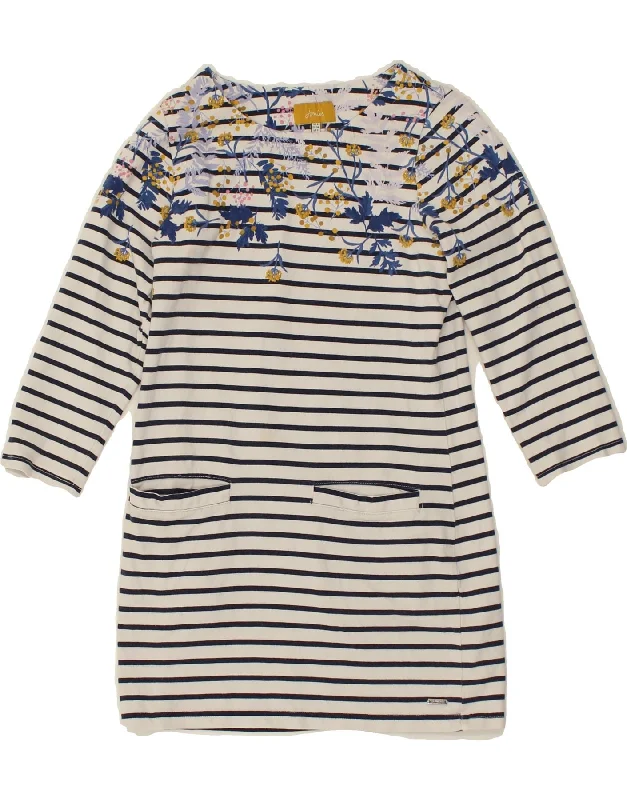 JOULES Womens 3/4 Sleeve T-Shirt Dress UK 6 XS White Striped Cotton Boxy Fit Fitted Loose JOULES Womens 3/4 Sleeve T-Shirt Dress UK 6 XS White Striped Cotton Boxy Fit Fitted Loose