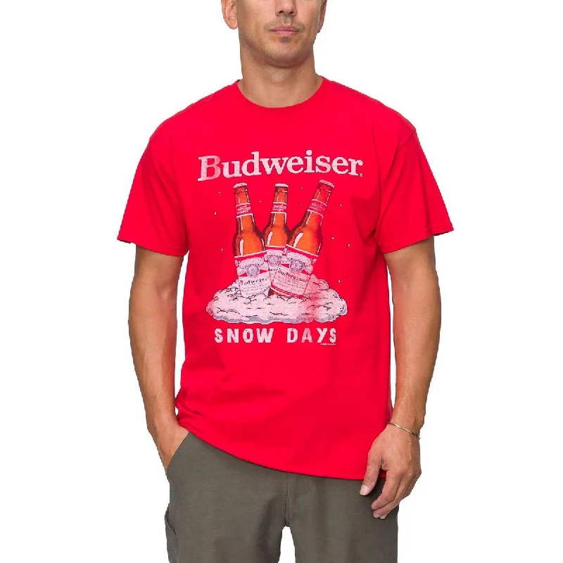 Junk Food Mens Budweiser Cotton Crewneck Graphic T-Shirt Zippered Buttoned Snapped