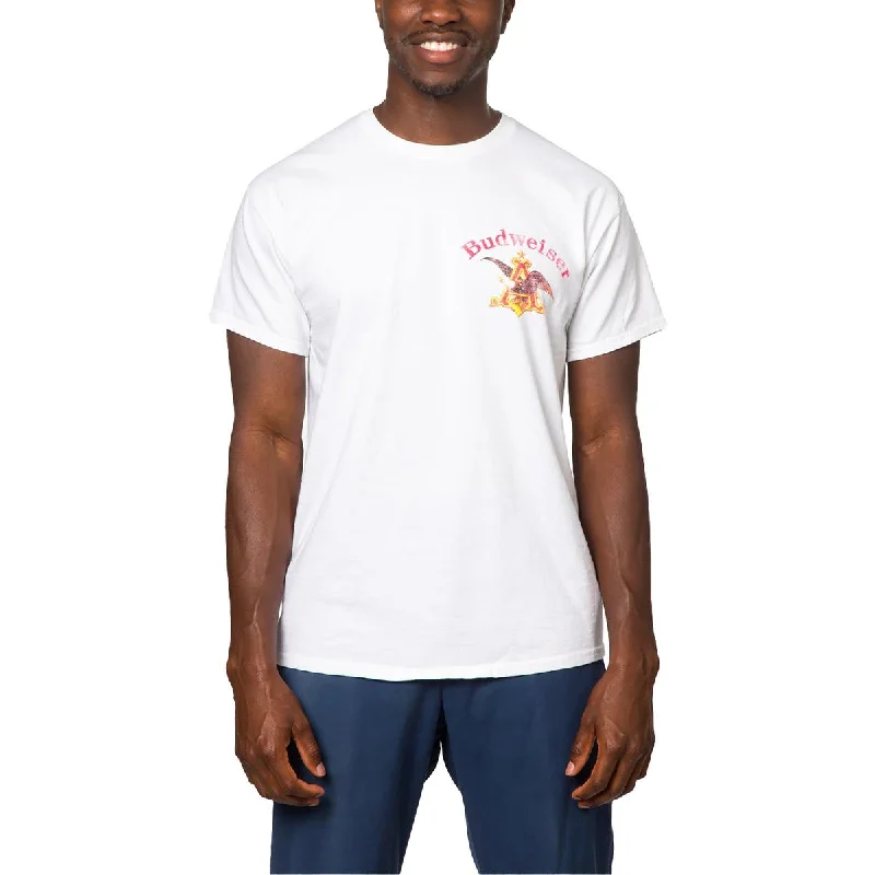 Junk Food Mens Budweiser Logo Graphic T-Shirt Embroidered Appliqued Beaded