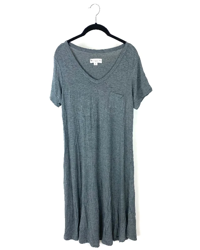 Grey T-Shirt Lounge Dress - Small Cotton Fabric Linen Fabric Terry Fabric
