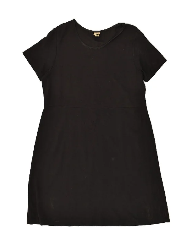 L.L.BEAN Womens T-Shirt Dress UK 18 XL Black Hooded Caped Shawl Collar