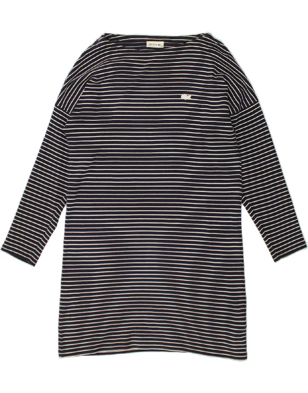 LACOSTE Womens Long Sleeve T-Shirt Dress Size 40 Medium Navy Blue Striped Iron Safe Non-Iron Wrinkle Free LACOSTE Womens Long Sleeve T-Shirt Dress Size 40 Medium Navy Blue Striped Iron Safe Non-Iron Wrinkle Free