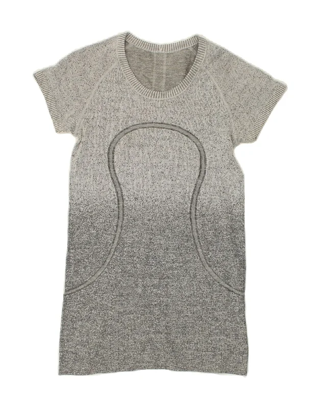 LULULEMON Womens Graphic T-Shirt Dress UK 6 XS Grey Flecked Hooded Caped Shawl Collar LULULEMON Womens Graphic T-Shirt Dress UK 6 XS Grey Flecked Hooded Caped Shawl Collar