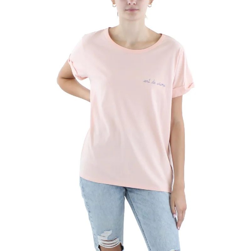 Maison Labiche Womens Cotton Embroidered Graphic T-Shirt Zippered Front Buttoned Front Snap Front Maison Labiche Womens Cotton Embroidered Graphic T-Shirt Zippered Front Buttoned Front Snap Front