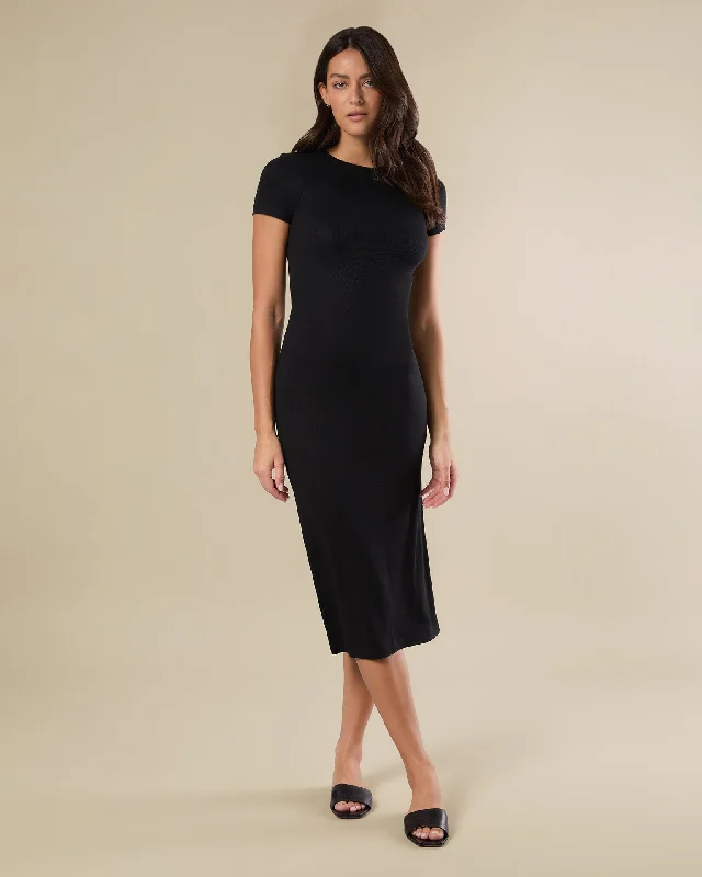 Midi T-shirt Dress Chenille Blend Fleece Blend Nylon Blend