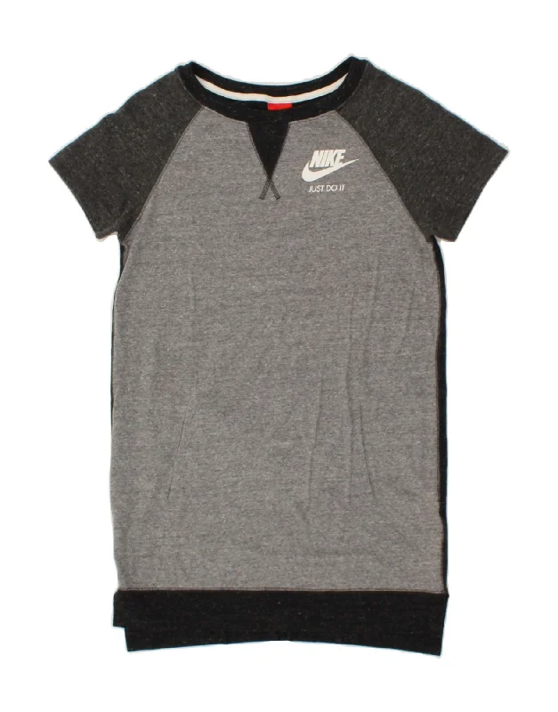 NIKE Womens T-Shirt Dress UK 10 Small Grey Colourblock Cotton Chenille Blend Fleece Blend Nylon Blend NIKE Womens T-Shirt Dress UK 10 Small Grey Colourblock Cotton Chenille Blend Fleece Blend Nylon Blend