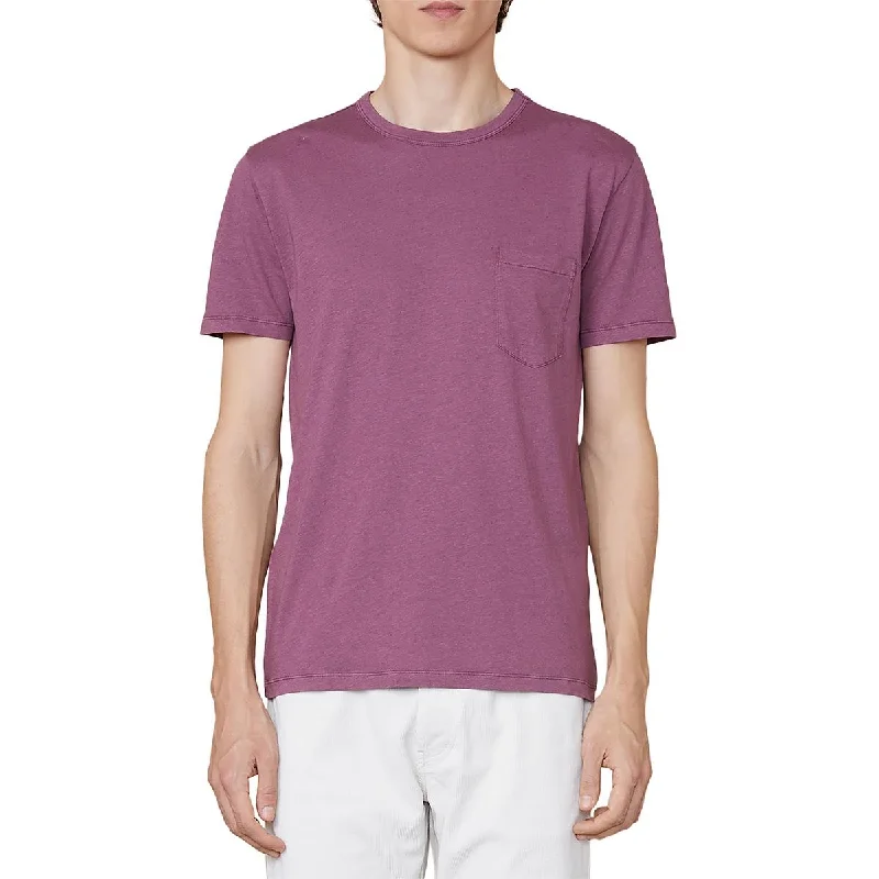 Officine Générale Mens Linen T-Shirt Real Fur Shearling Chenille