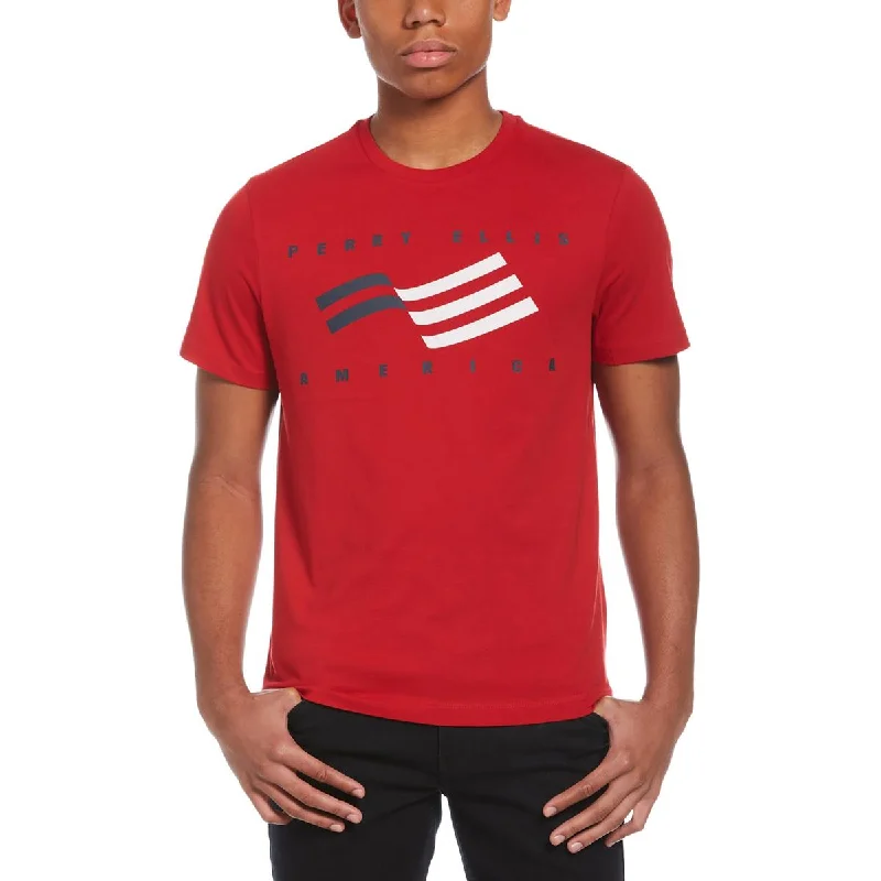 Perry Ellis Mens America Cotton Graphic T-Shirt Elegant Classic Vintage