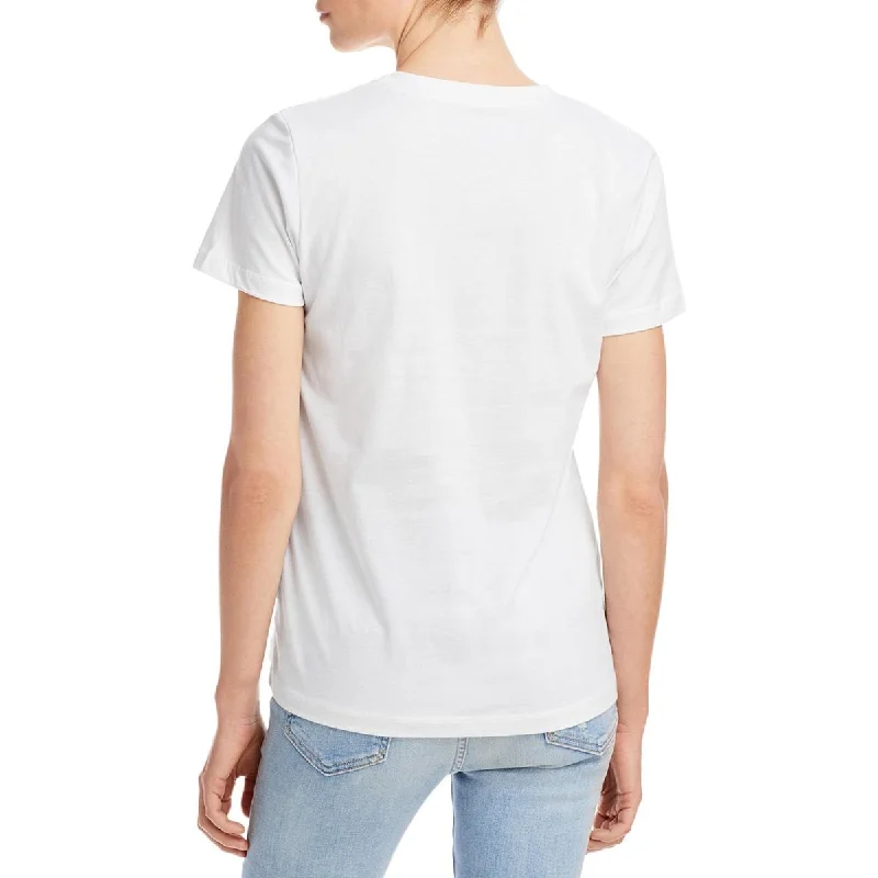 Prince Peter Womens Graphic Crest Graphic T-Shirt Ribbed Striped Patterned