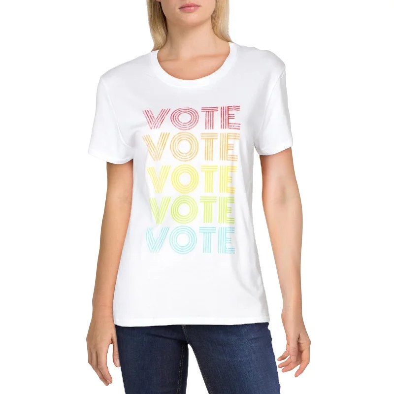 Prince Peter Womens Vote Graphic Short Sleeve T-Shirt Polka Dot Checkered Tartan
