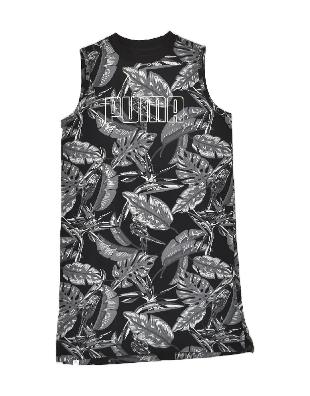 PUMA Womens Sleeveless T-Shirt Dress UK 10 Small Black Floral Cotton Machine Wash Dry Clean Hand Wash PUMA Womens Sleeveless T-Shirt Dress UK 10 Small Black Floral Cotton Machine Wash Dry Clean Hand Wash