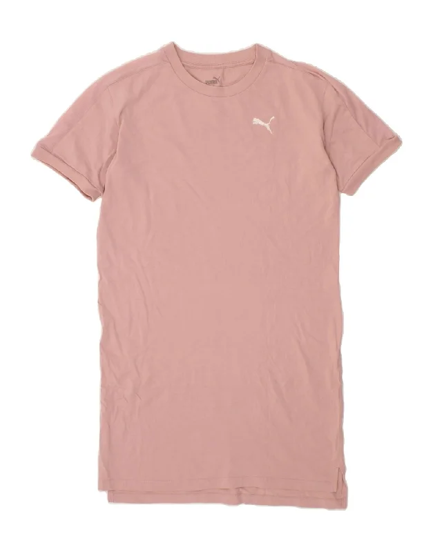 PUMA Womens T-Shirt Dress UK 6 XS Pink Collared Crew Neck Turtle Neck