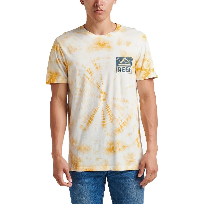 Reef Mens Wellie Cotton Logo T-Shirt Solid Print Embellished