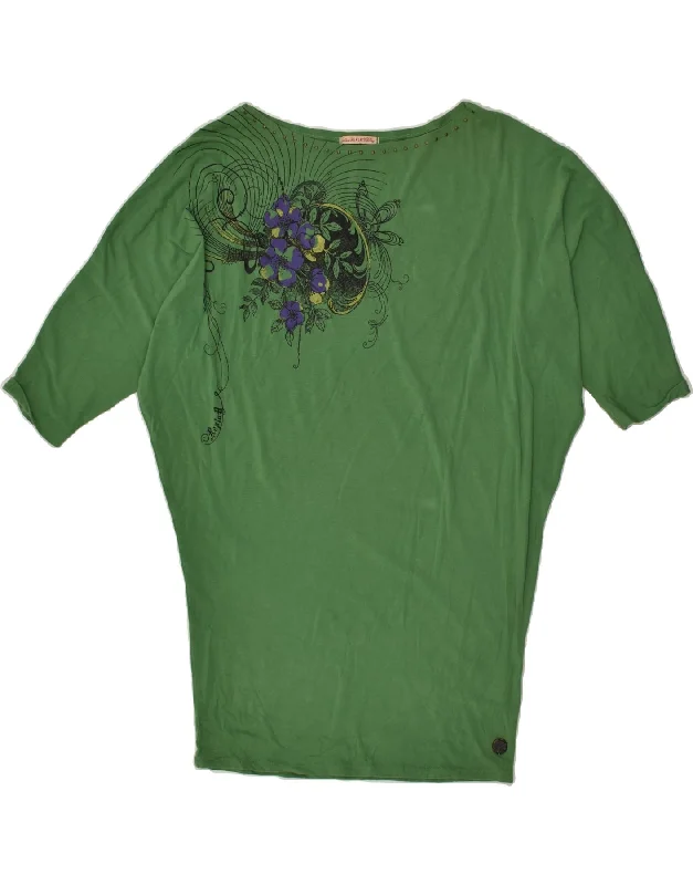 REPLAY Womens Graphic T-Shirt Dress UK 6 XS Green Floral Cotton Layered Multi-layer Single Layer REPLAY Womens Graphic T-Shirt Dress UK 6 XS Green Floral Cotton Layered Multi-layer Single Layer