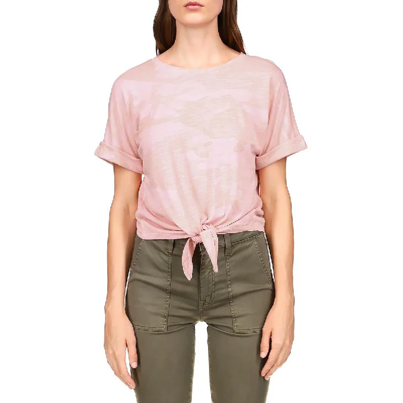 Sanctuary Womens Heathered Knot-Front T-Shirt Cashmere Blend Cotton Blend Poly Blend Sanctuary Womens Heathered Knot-Front T-Shirt Cashmere Blend Cotton Blend Poly Blend