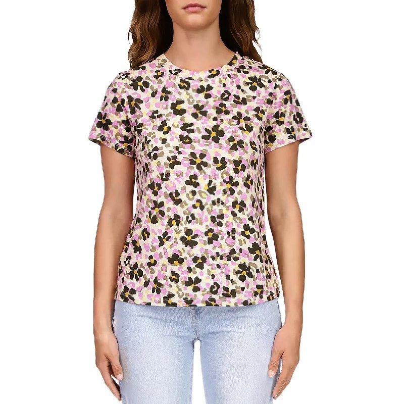 Sanctuary Womens Slub Printed T-Shirt Mesh Canvas Denim