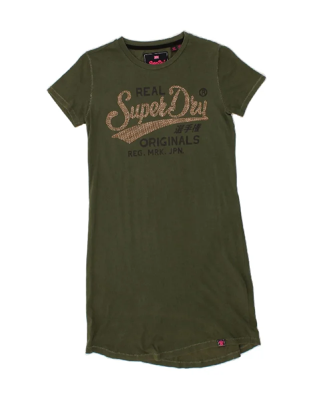 SUPERDRY Womens Graphic T-Shirt Dress UK 8 Small Green Cotton Mesh Fabric Canvas Fabric Denim Fabric SUPERDRY Womens Graphic T-Shirt Dress UK 8 Small Green Cotton Mesh Fabric Canvas Fabric Denim Fabric