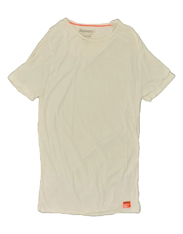 SUPERDRY Womens T-Shirt Dress UK 12 Medium White Cotton Casual Formal Business