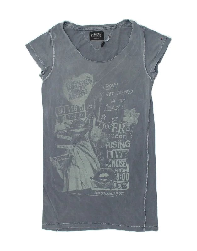 TOMMY HILFIGER Womens Graphic T-Shirt Dress UK 10 Small Grey Collared T-Shirt Boat Neck A-Line TOMMY HILFIGER Womens Graphic T-Shirt Dress UK 10 Small Grey Collared T-Shirt Boat Neck A-Line