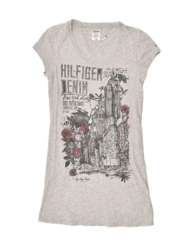 TOMMY HILFIGER Womens Graphic T-Shirt Dress UK 12 Medium Grey Flecked Elegant Classic Vintage TOMMY HILFIGER Womens Graphic T-Shirt Dress UK 12 Medium Grey Flecked Elegant Classic Vintage