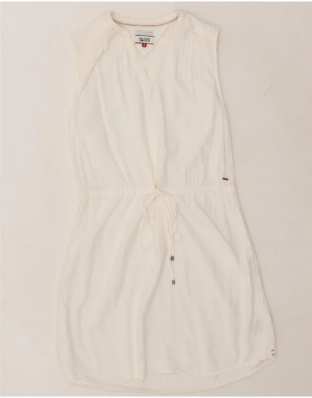 TOMMY HILFIGER Womens Sleeveless T-Shirt Dress UK 10 Small White Viscose Thin T-Shirt Open Front Quick Dry TOMMY HILFIGER Womens Sleeveless T-Shirt Dress UK 10 Small White Viscose Thin T-Shirt Open Front Quick Dry
