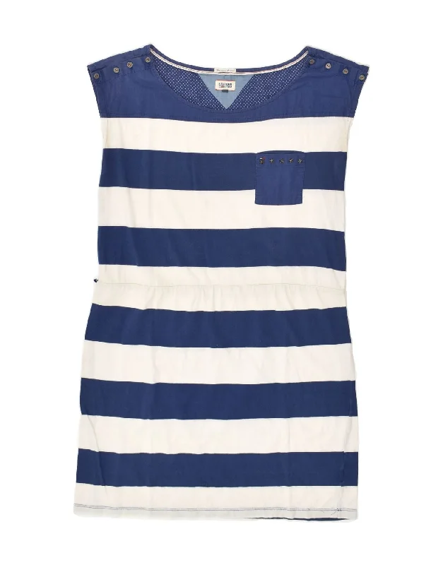 TOMMY HILFIGER Womens Sleeveless T-Shirt Dress UK 14 Medium Blue Striped Sequined Glittery Shiny TOMMY HILFIGER Womens Sleeveless T-Shirt Dress UK 14 Medium Blue Striped Sequined Glittery Shiny